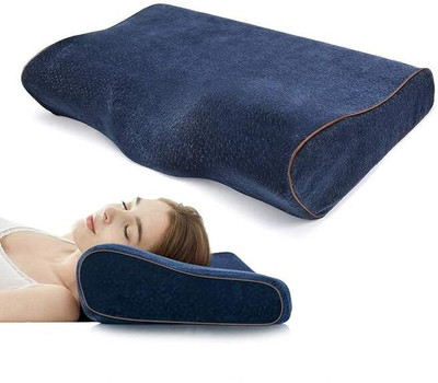 Mashur fab Soft & Luxurious Memory Foam Quilted Memory Foam Solid Orthopaedic Pillow Pack of 1(nevy blue)