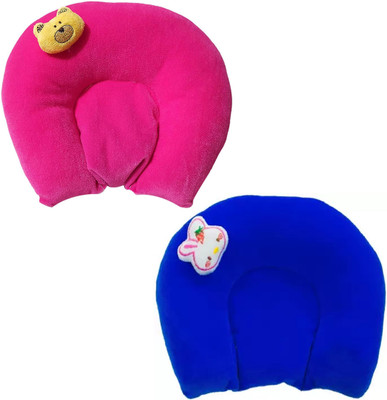 E VYAPAR KENDRA Mustard Seeds, Cotton Baby Pillow Pack of 2 Toons & Characters, Smiley(Dark Pink and Dark Blue)