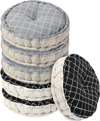 KUBER INDUSTRIES Microfibre Solid Chair Pad Pack of 6(Grey, Black)