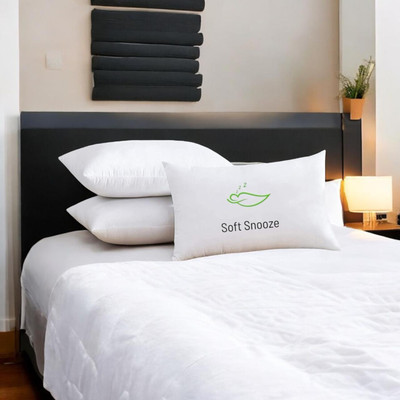 SOFT SNOOZE Microfibre Sleeping Pillow Pack of 3 Solid Soft Luxury(White)