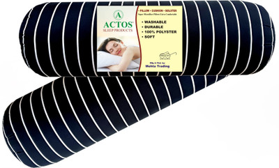 ACTOS Microfibre Stripes Bolster Pack of 2(Black)