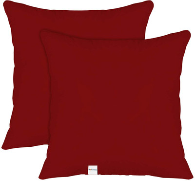 HOMESTIC by Kuber Industries Microfibre Solid Cushion Pack of 2(Maroon)