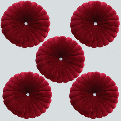 Shri Ganesh Handloom Microfibre Solid Cushion Pack of 5(Maroon)