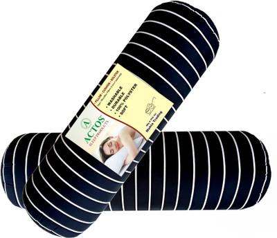 ACTOS Microfibre Stripes Bolster Pack of 2(Black)