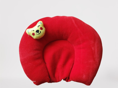 Ducudu U Shape Mustard Seeds, Polyester Fibre Solid Baby Pillow Pack of 1(Red)