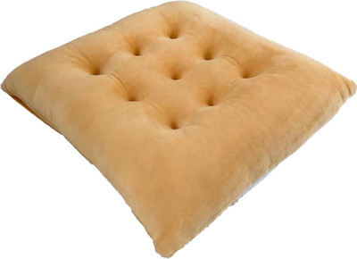 aeTHEric Microfibre Solid Chair Pad Pack of 1(Yellow)
