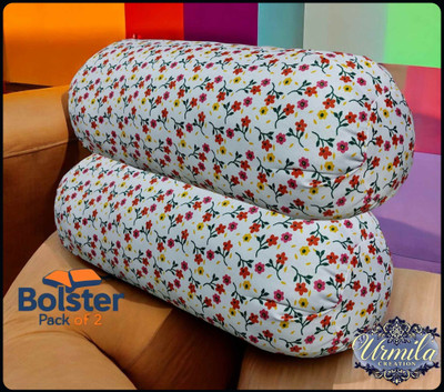 Urmila Creation Microfibre Floral Bolster Pack of 2(Multicolor)
