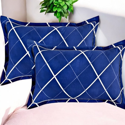 Cozy Palace Microfibre Solid Sleeping Pillow Pack of 2(Blue)
