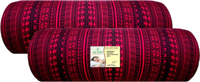 ACTOS Round Microfibre Geometric Bolster Pack of 2(Maroon, Black)