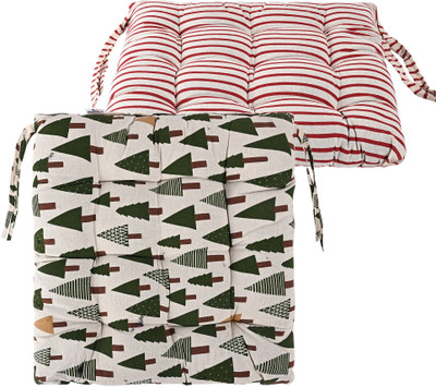KUBER INDUSTRIES Microfibre Abstract Chair Pad Pack of 2(Maroon, Green)