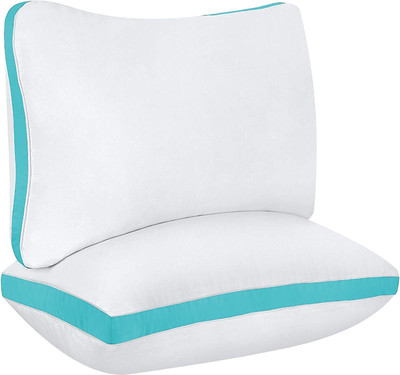 Daddy Cool Ultra Soft Gusset Pillow Microfibre Solid Sleeping Pillow Pack of 2(Light Blue)