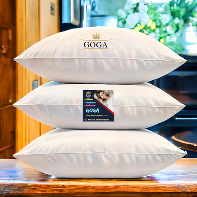 GOGA LUXURY Polyester Fibre Abstract Sleeping Pillow Pack of 3(White)