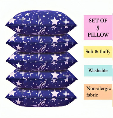 vraanc Luxury Polyester Fibre Abstract Sleeping Pillow Pack of 5(Blue)