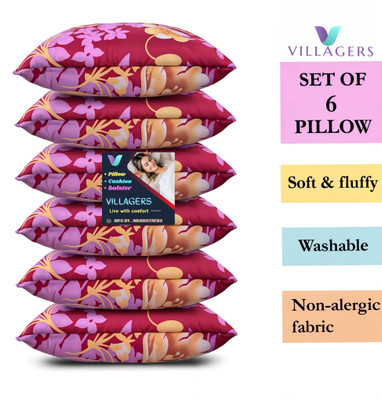 VILLAGERS LUXURY Polyester Fibre Abstract Sleeping Pillow Pack of 6(Pink)