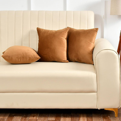 Hundur Store Polyester Fibre Cushion Pack of 3 Solid(Golden Brown)