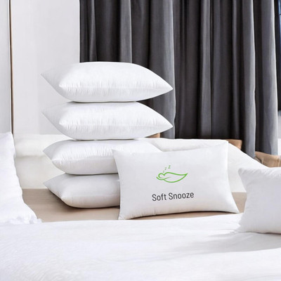 SOFT SNOOZE Luxury Microfibre Solid Sleeping Pillow Pack of 5(White)