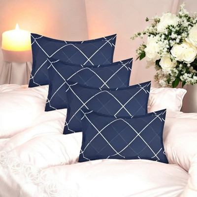 Cozy Palace Microfibre Sleeping Pillow Pack of 4 Solid(Blue)