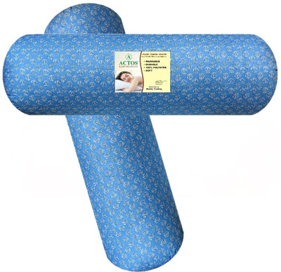 ACTOS Microfibre Bolster Pack of 2 Floral(Light Blue)