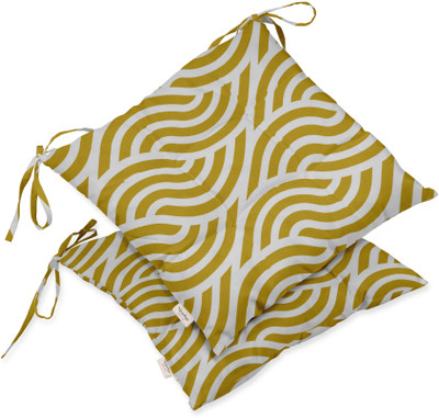 Vargottam Polyester Fibre Geometric Chair Pad Pack of 2(Gamboge Yellow)