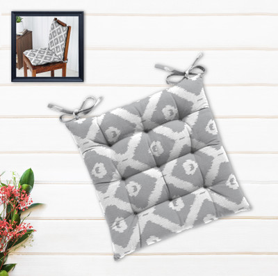 OASIS Cotton Abstract Chair Pad Pack of 1(Grey)