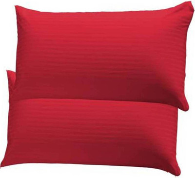 Swikon star Fiber Pillow Microfibre Stripes Sleeping Pillow Pack of 2(Red)