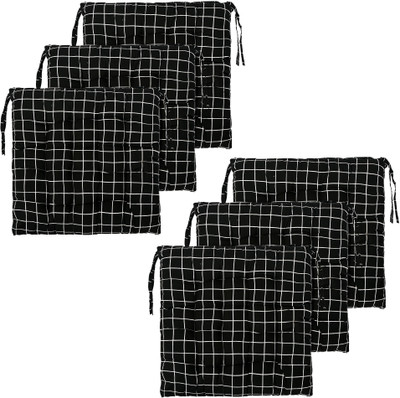 KUBER INDUSTRIES Microfibre Solid Chair Pad Pack of 6(Black)