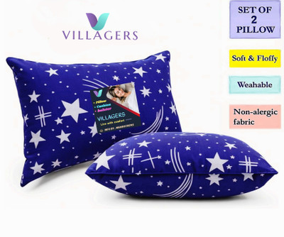 VILLAGERS Polyester Fibre Sleeping Pillow Pack of 2 Abstract LUXURY(Blue)