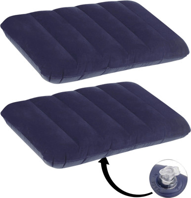 GUJISH Air Inflatable Pillow | Lightweight Travel Cushion Sleeping Flight & Office Use Air Stripes Travel Pillow Pack of 2(Navy Blue)