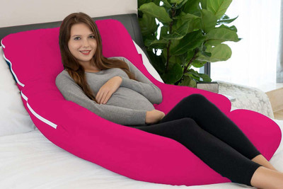 JoJo Polyester Fibre Solid Pregnancy Pillow Pack of 1(Pink)