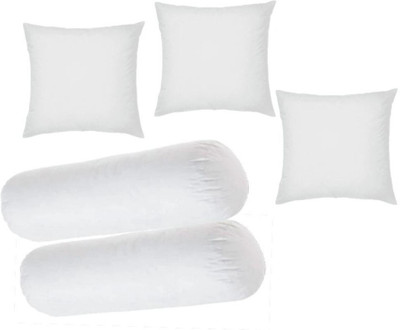 GTX Microfibre Bolster Pack of 5 Solid Jaipur Diwan set Of 2 Cushion & 2(White)