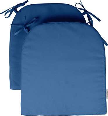 Vargottam Polyester Fibre Solid Chair Pad Pack of 2(Medium Blue)