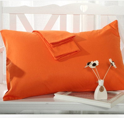 LINENWALAS Microfibre Solid Sleeping Pillow Pack of 2(Orange)