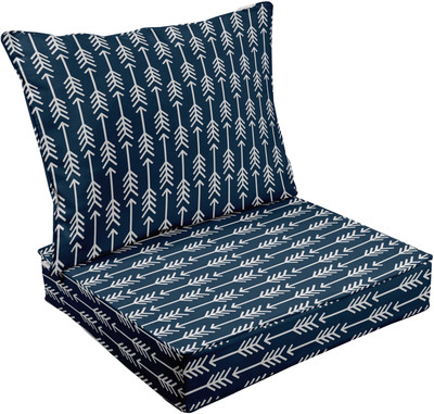 Vargottam Foam Geometric Chair Pad Pack of 2(Navy Blue1)