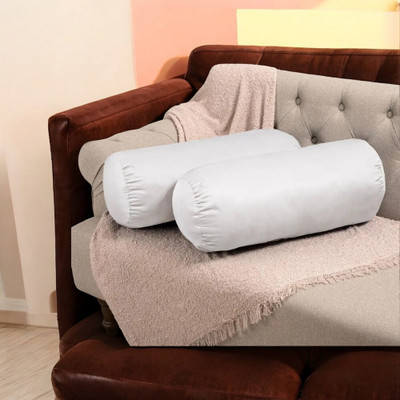 Urmila Creation Polyester Fibre Bolster Pack of 2 Solid(White)