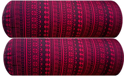 GKM Microfibre Abstract Bolster Pack of 2(Maroon, Black)