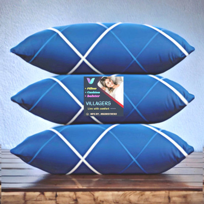 Texlux LUXURY Polyester Fibre Abstract Sleeping Pillow Pack of 3(Blue)