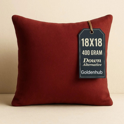 GOLDENHUB Velvet Decorative Pillow With Inner: throw on Sofa, Chair, bed Size-16x16 Inc. Microfibre Solid Cushion Pack of 1(Red)