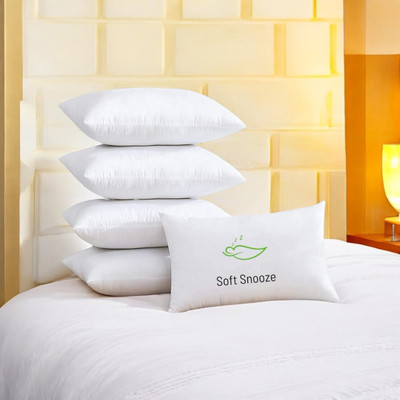 SOFT SNOOZE Luxury Microfibre Solid Sleeping Pillow Pack of 5(White)