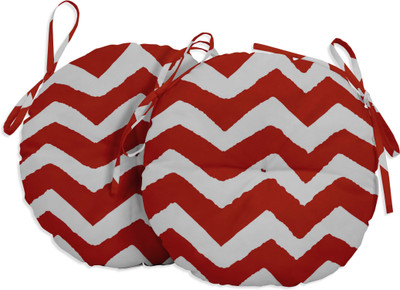Vargottam Polyester Fibre Stripes Chair Pad Pack of 2(Red)