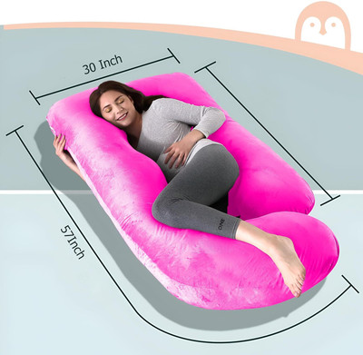 WINX Ultra soft j shaped pillow Polyester Fibre Solid Pregnancy Pillow Pack of 1(Pink)