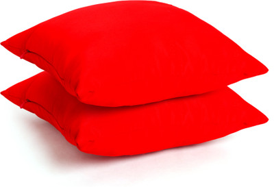 Vcuitt RED PLAIN Microfibre Nature Cushion Pack of 2(Red)