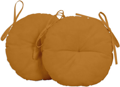 Vargottam Polyester Fibre Solid Chair Pad Pack of 2(Mustard Yellow)
