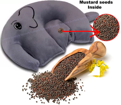 StuffNest Mustard Seeds Animals Baby Pillow Pack of 1(Grey)