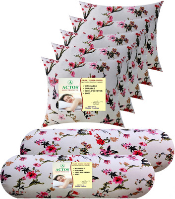 ACTOS Microfibre Bolster Pack of 7 Floral(White)