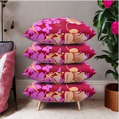 CATHROL Microfibre Abstract Sleeping Pillow Pack of 4(Pink)