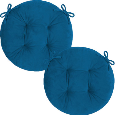 Daddy Cool Microfibre Cushion Pack of 2 Solid Round Velvet Cushion 18x18 Inch(Sea Blue)
