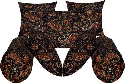 Changers 5 Cushion and 2 Microfibre Floral Bolster Pack of 7(Black9)