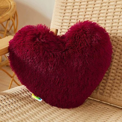 Cozyert Red pillow Heart Polyester Fibre Solid Cushion Pack of 1(Red)