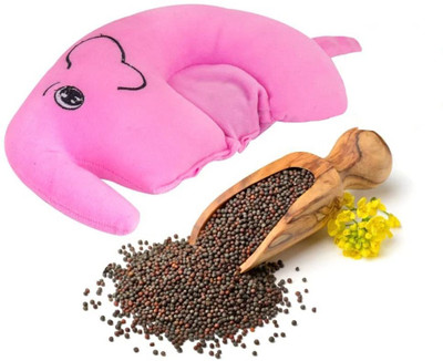 Hellobear Mustard Seeds Baby Pillow Pack of 1 Animals Pillow for Newborn Baby-Round Head Shaping Baby Pillow, 0-12 Months(Pink)