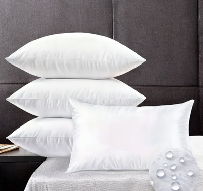 STOMIA WHITE-P4 SOFT COMFORT PILLOW SOFT Cotton Polyester Fibre Abstract Sleeping Pillow Pack of 4(White)